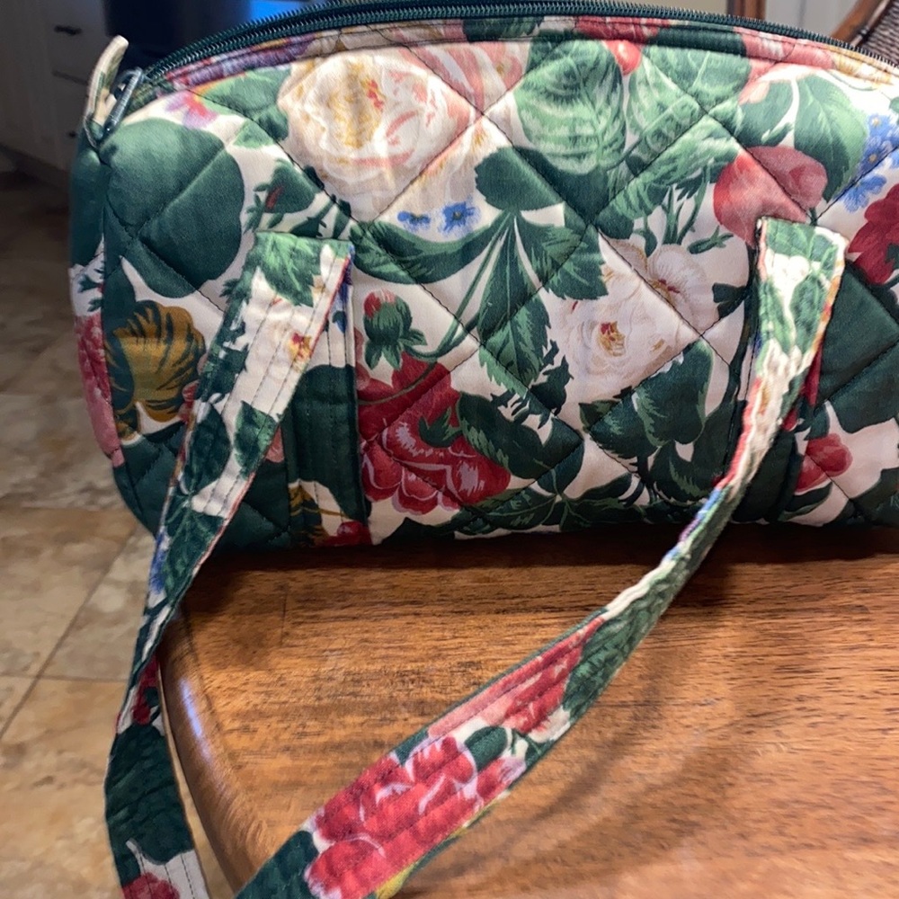 Cabbage rose quilted small tote or purse.  Never used.  Smells new.